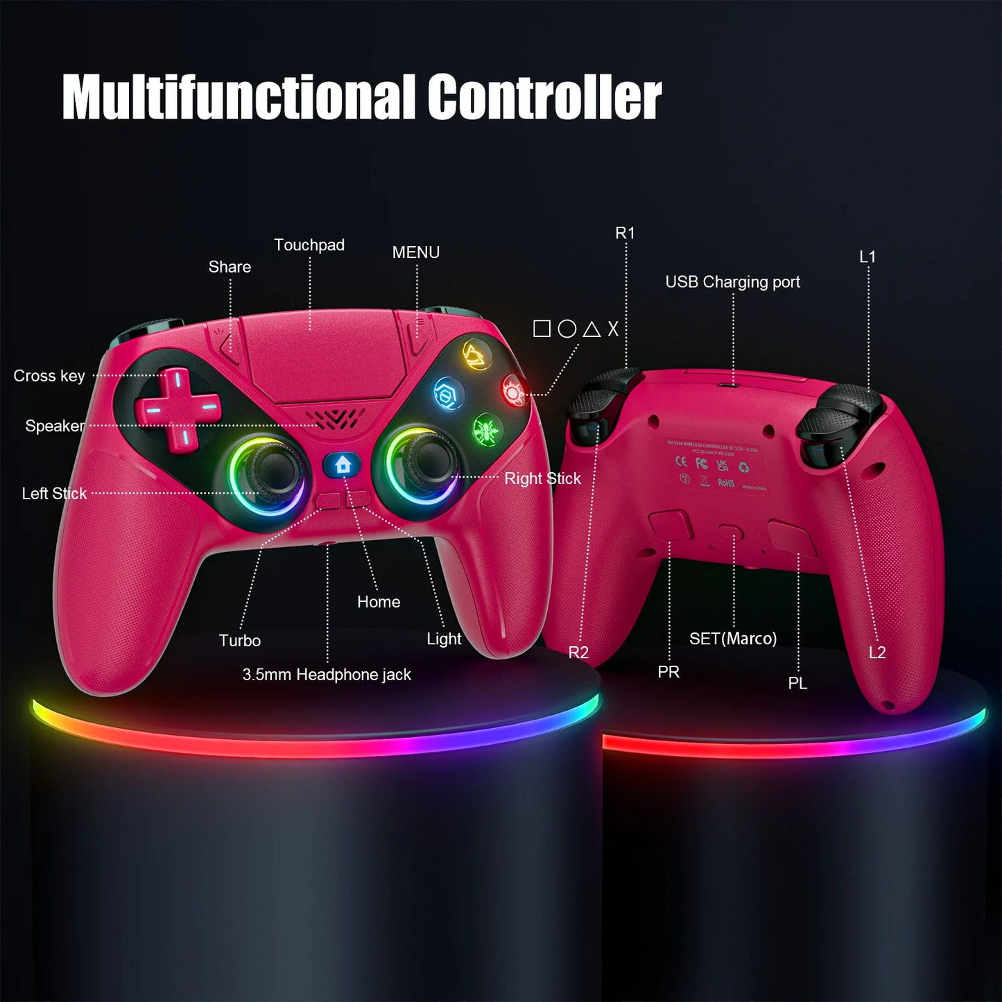 Manette Gamer Sans Fil – Compatibilité PS5&PC,Turbo & Confort Pro.
