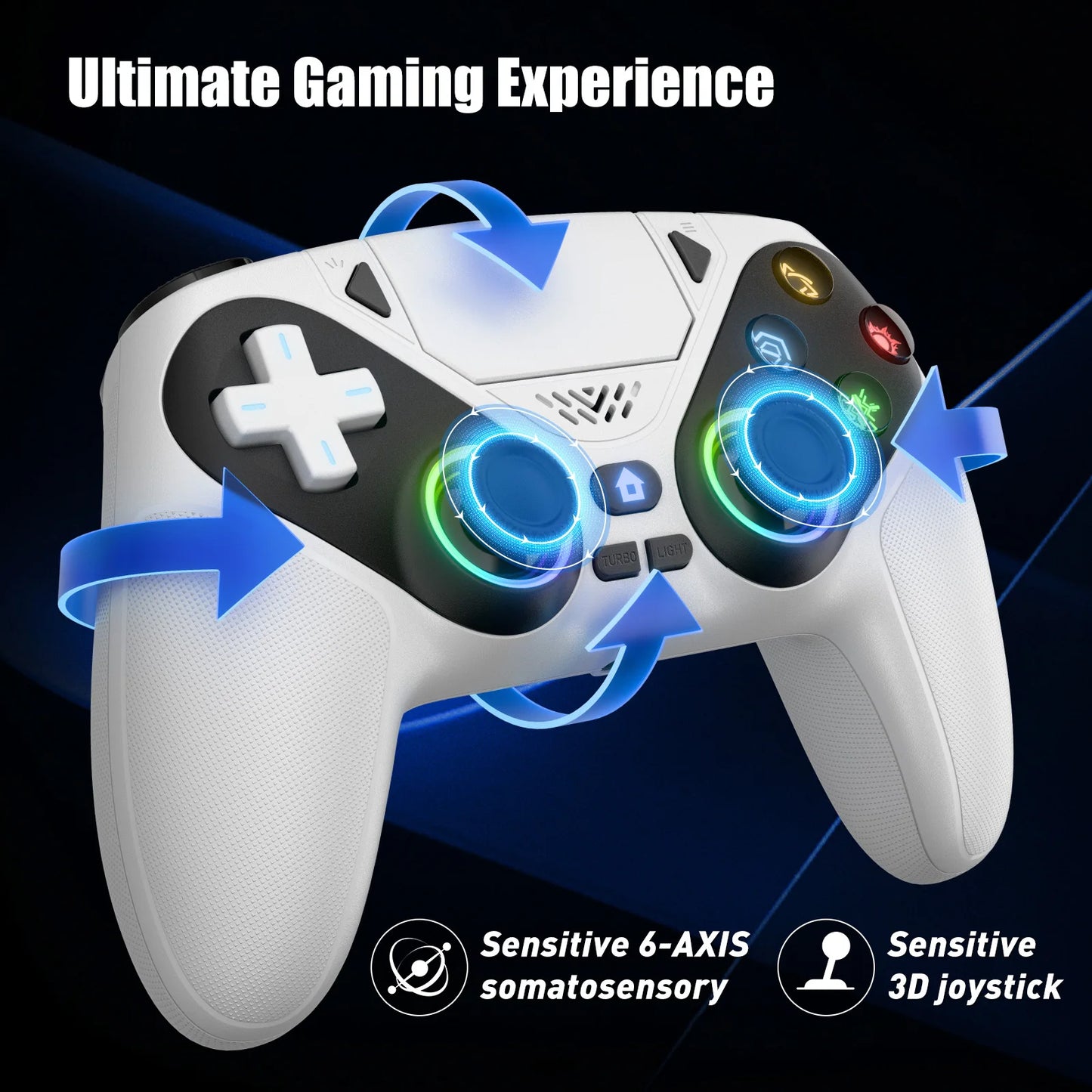 Manette Gamer Sans Fil – Compatibilité PS5 & PC,Turbo & Confort Pro.