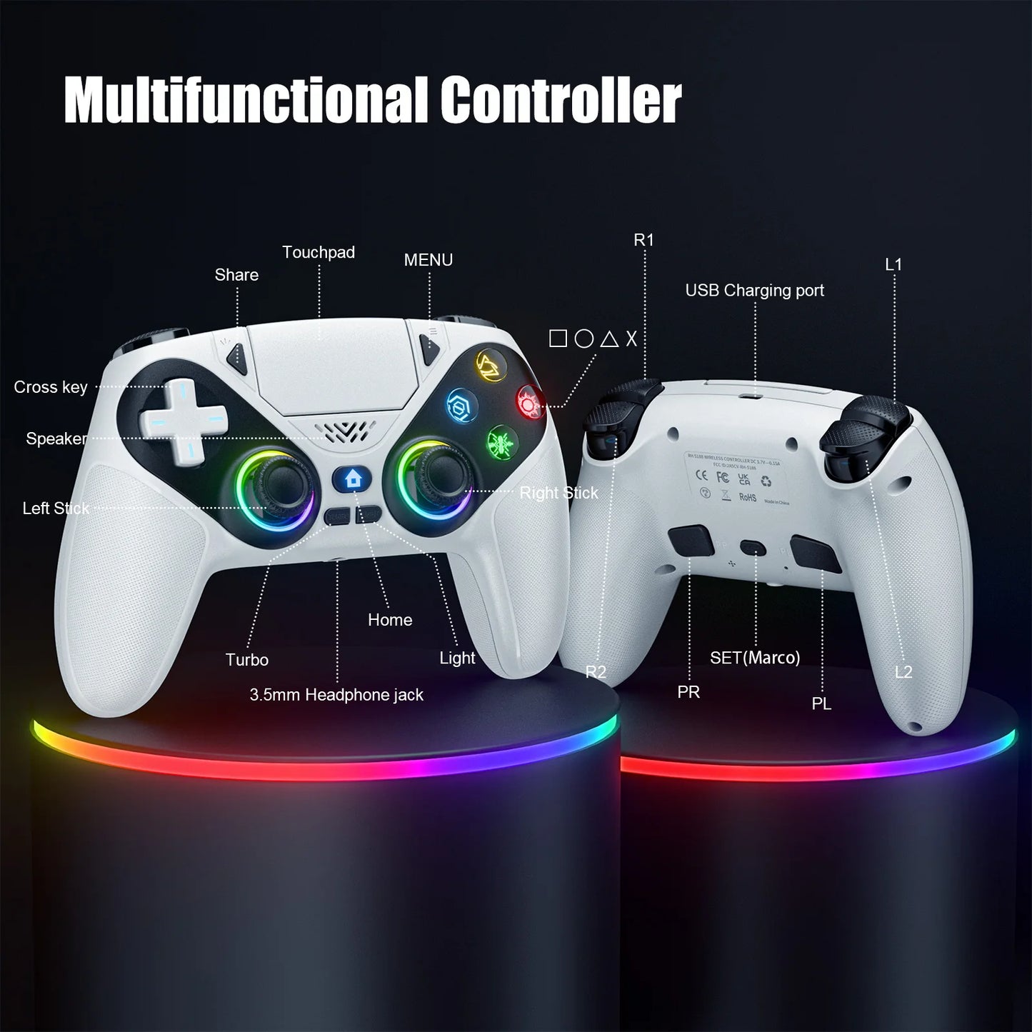 Manette Gamer Sans Fil – Compatibilité PS5 & PC,Turbo & Confort Pro.